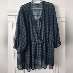 Green & Black Plaid Torrid Blouse